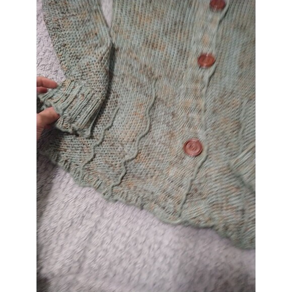 BCBG Max Azria Button Front Cardigan Sweater Green Medium Boho Cottage Core... - Picture 7 of 9